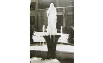 噴水だったマリア像の花壇の写真